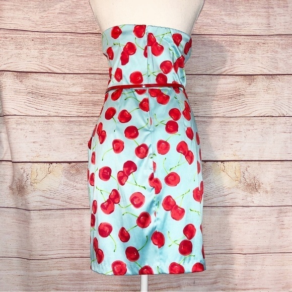 Teeze Me Blue and Red Cherry Strapless Dress Size 9 - Picture 4 of 12